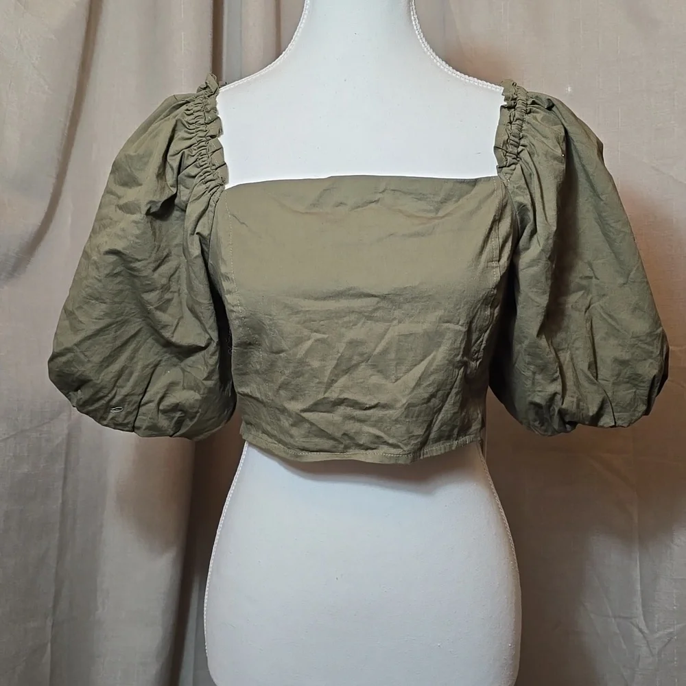 Jason Wu cropped puff sleeve top - Picture 2 of 11